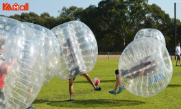 a rainbow zorb ball to play